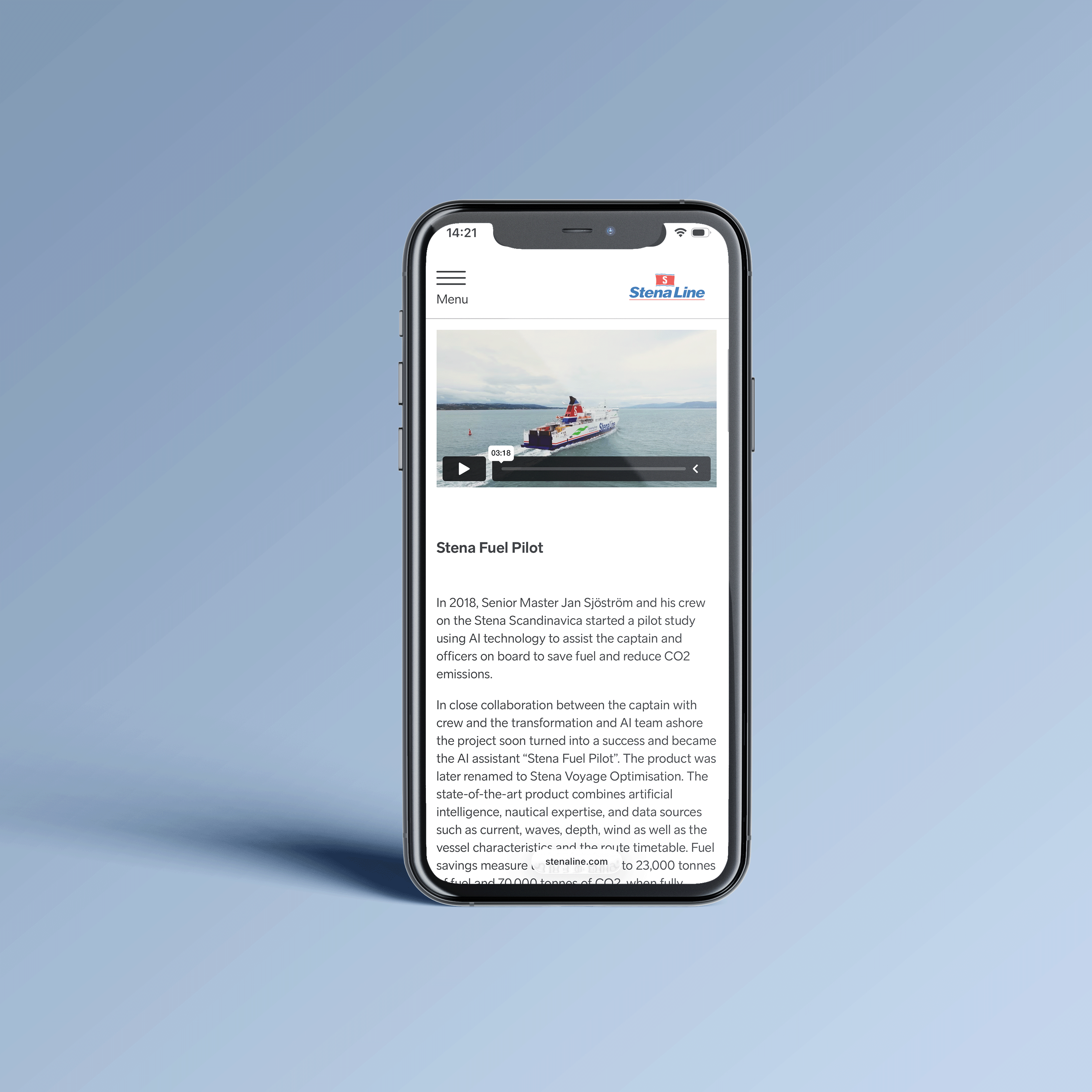 Iphone with Stena Line page.